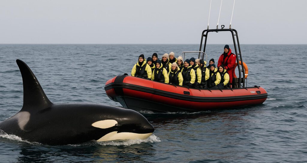 Orcas werden von Booten bedrängt